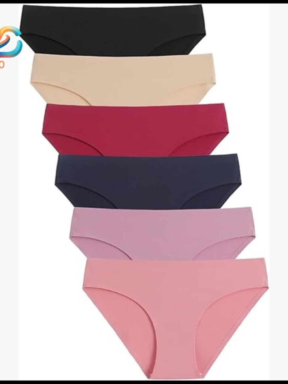 Seamless No Show Bikini Panties 6 Pack Medium Silky Invisible Low Rise